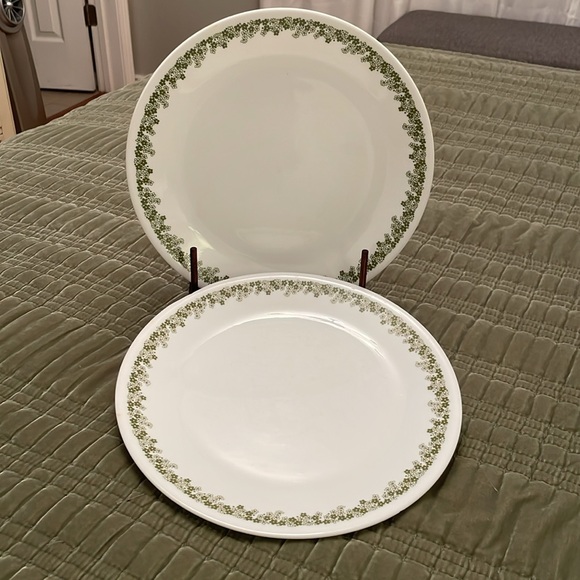 CORELLE SPRING BLOSSOM Green Crazy Daisy Dinner Plates Set of 2 Green & White - Picture 4 of 9